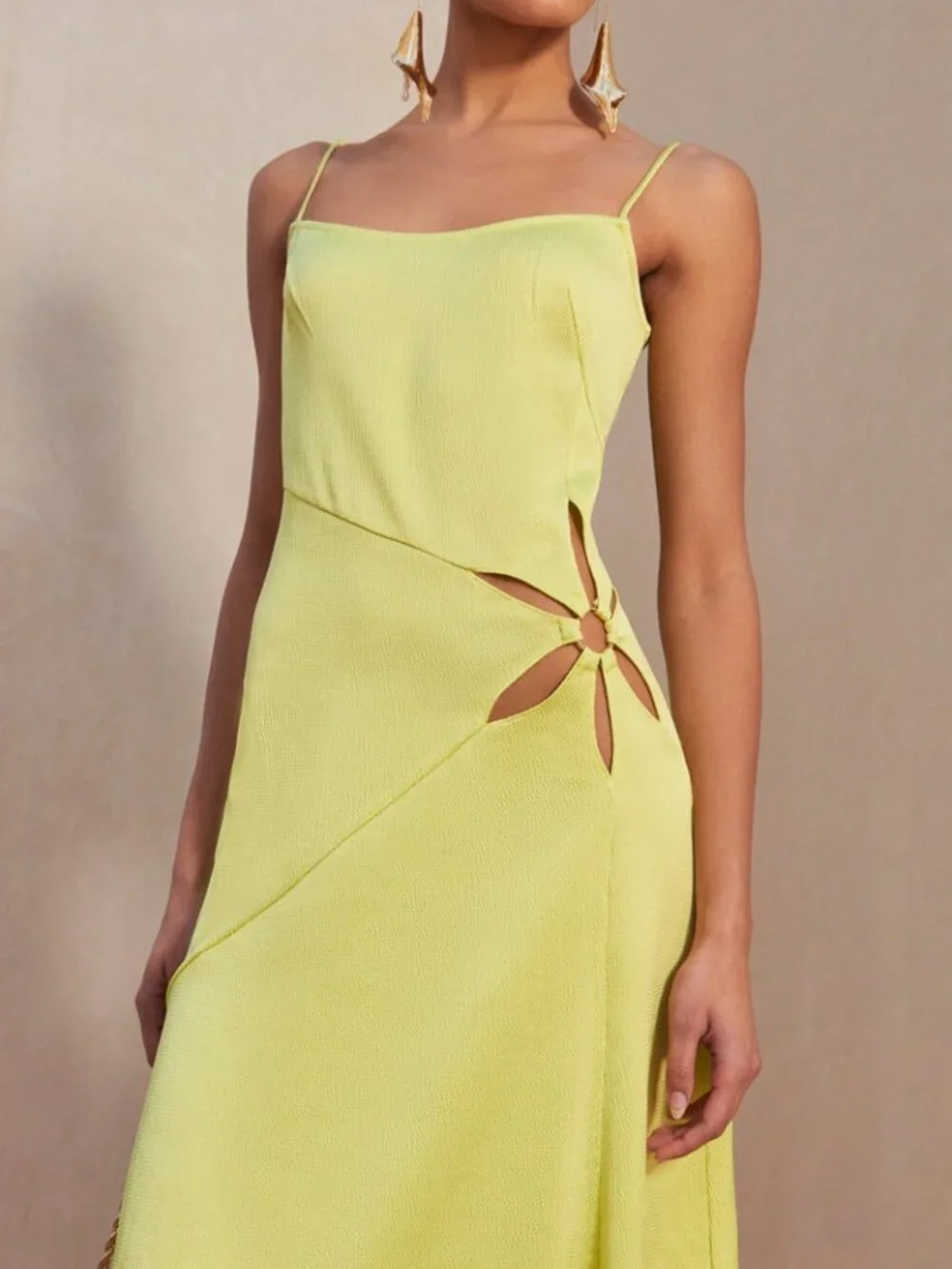 Cult Gaia Imogen Hammered Satin Floral Cutout Midi Dress Size 8 NWOT - Picture 4 of 10